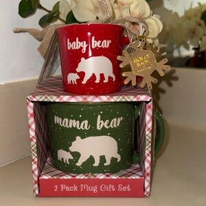 Mama Bear and Baby Bear Mug Gift Set - Red and Green